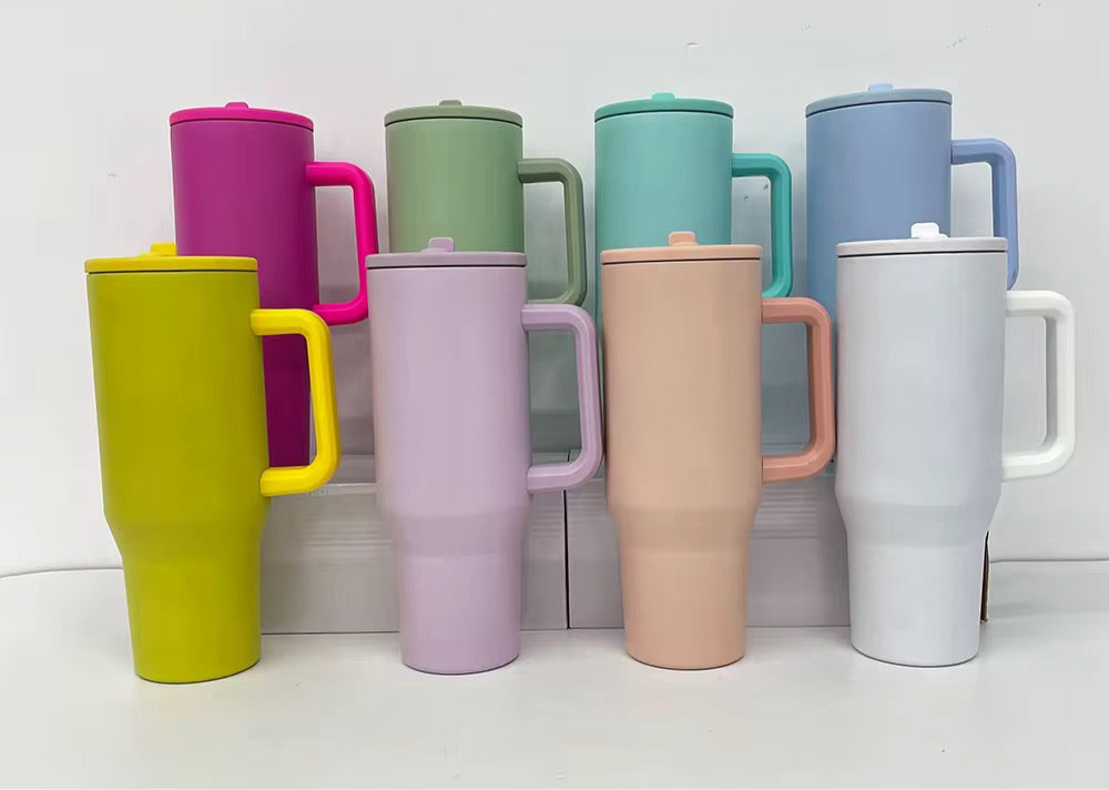 40oz Stainless Steel Matte Tumbler w/ Handle