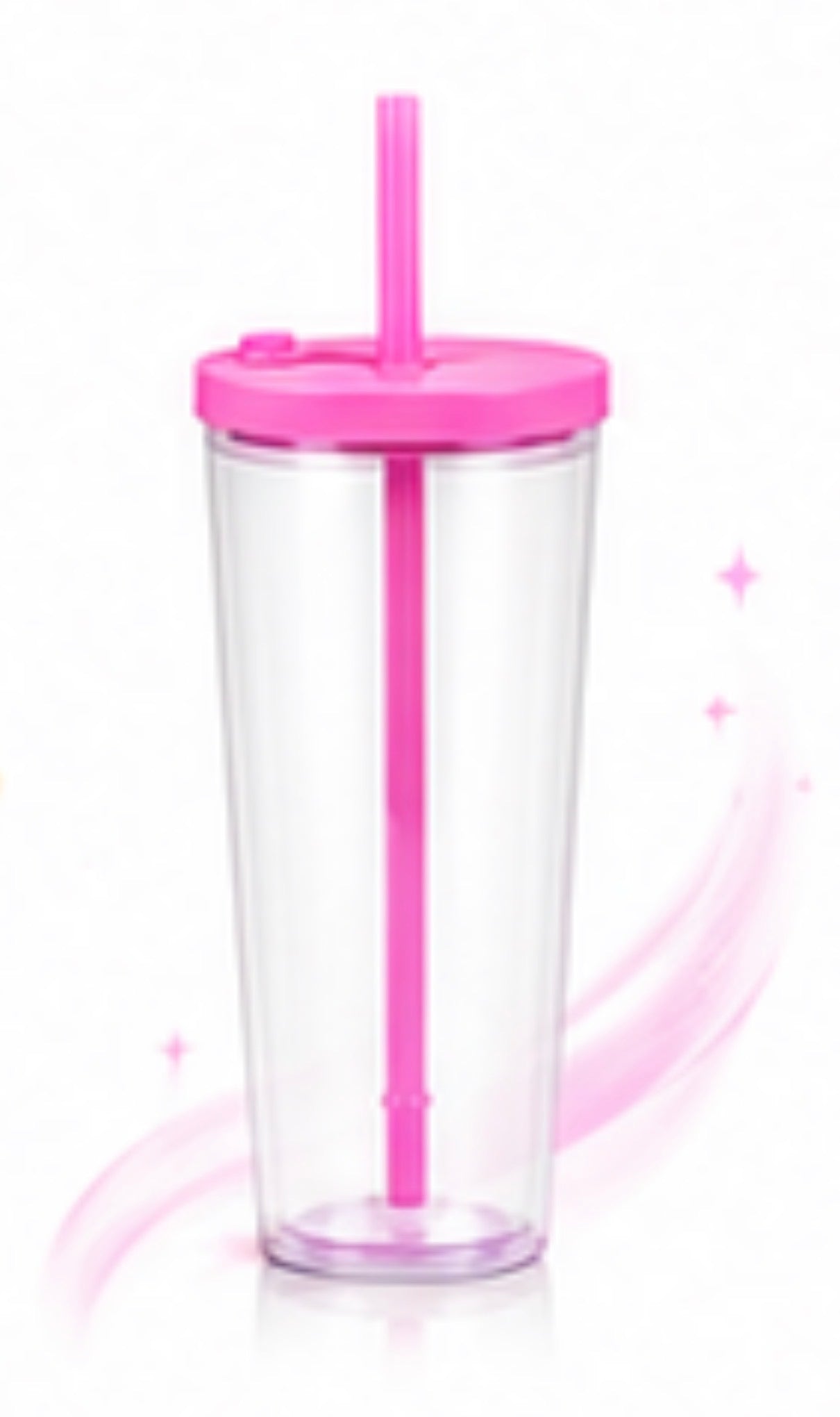24oz Acrylic Tumbler LEAK PROOF HOT PINK lid/ BOBA straw