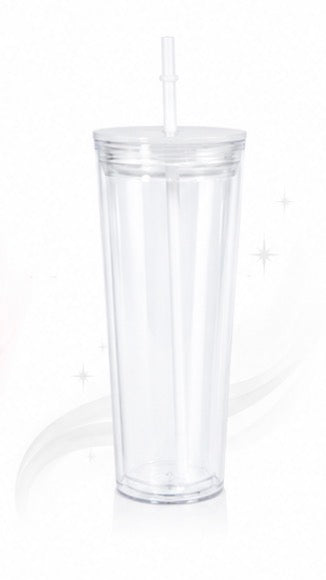 24oz Acrylic Tumbler WHITE lid/straw