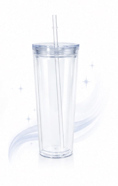 24oz Acrylic Tumbler CLEAR lid/straw