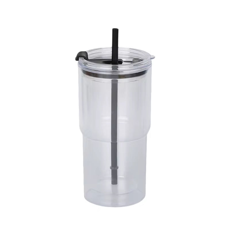 20oz Acrylic/Plastic Travel Snowglobe black lid & straw