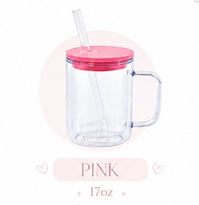 17oz Acrylic Mug pink lid