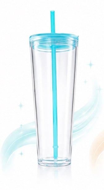 24oz Acrylic Tumbler BLUE lid/straw