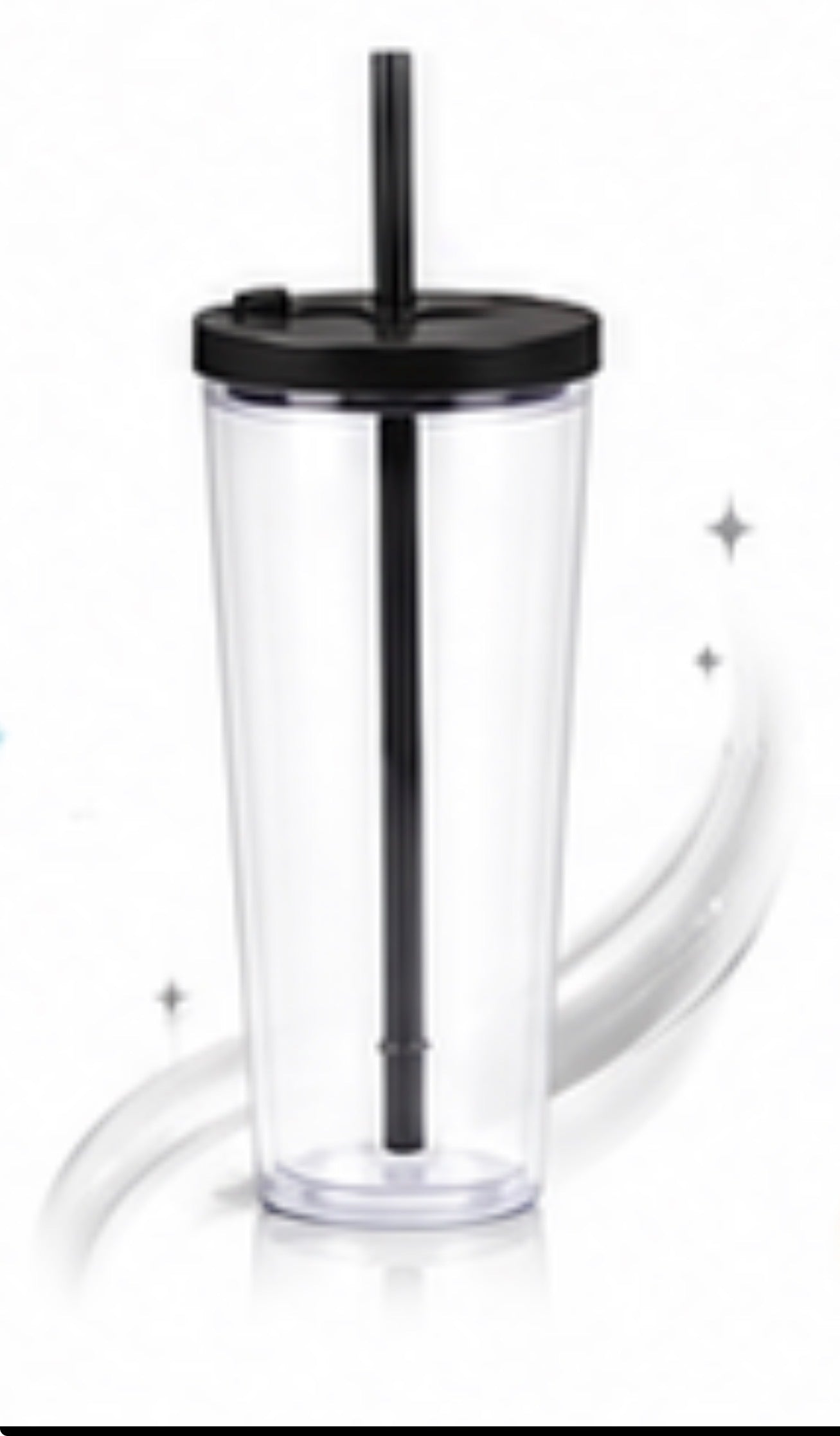 24oz Acrylic Tumbler LEAK PROOF BLACK lid/ BOBA straw