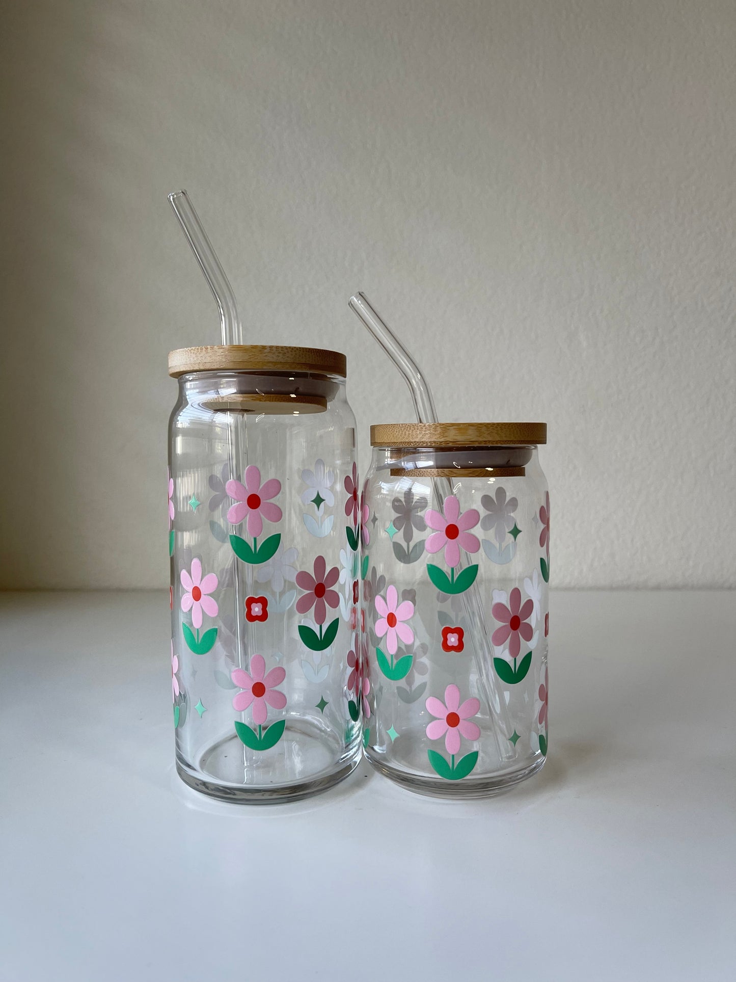 Pink retro flowers