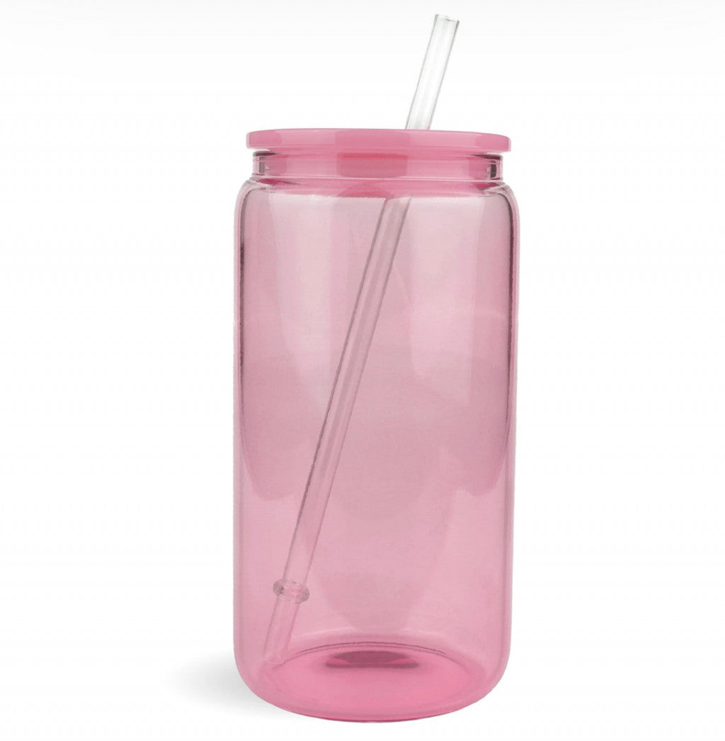 Light PInk 16oz Glass Cup