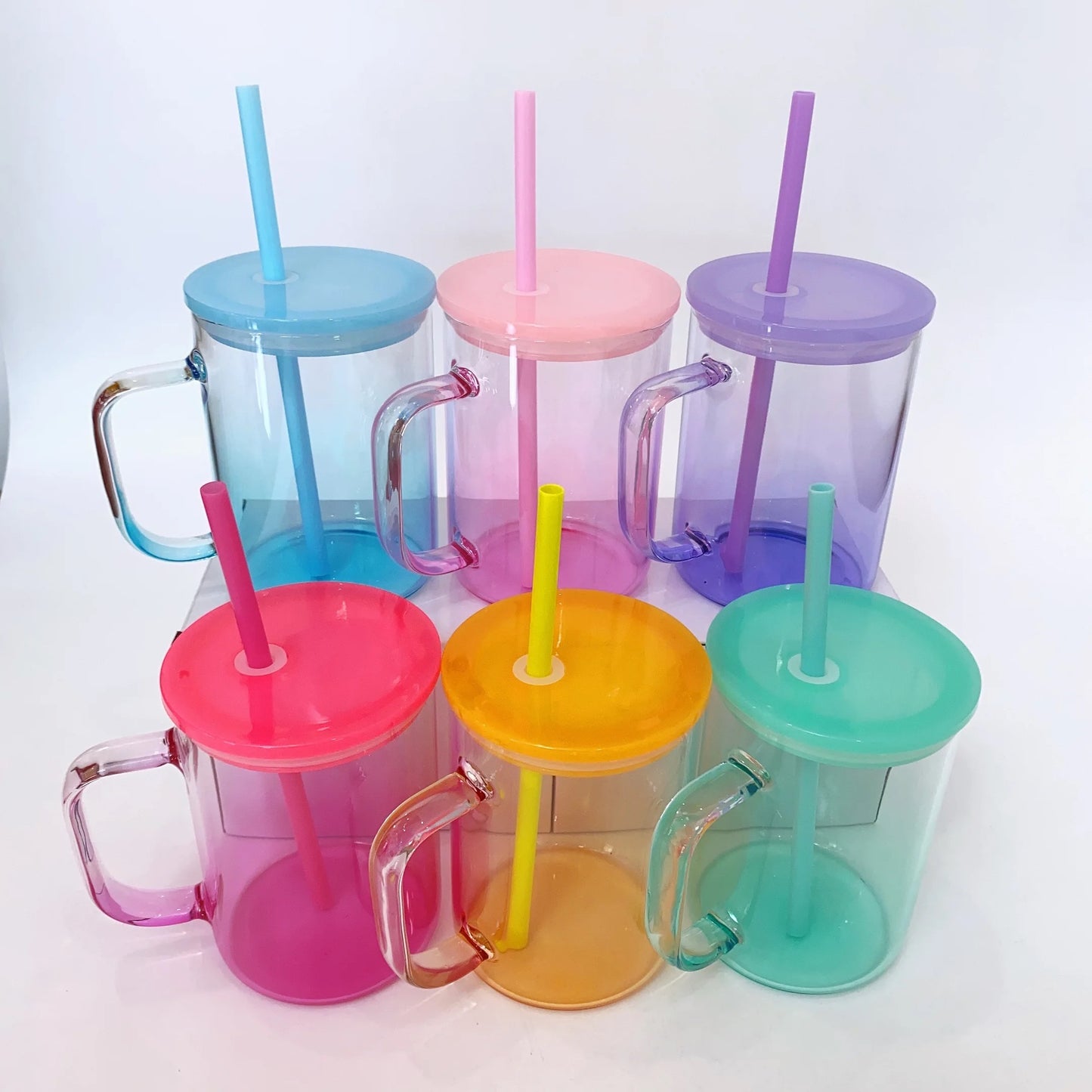 Ombré 17oz Glass Mugs