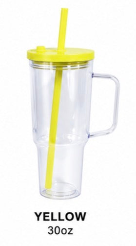 30oz Acrylic Tumbler yellow lid