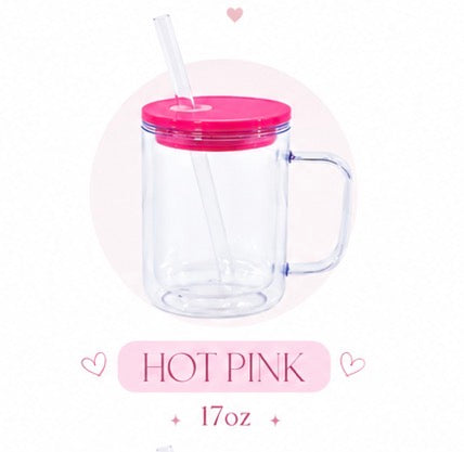 17oz Acrylic Mug hot pink lid