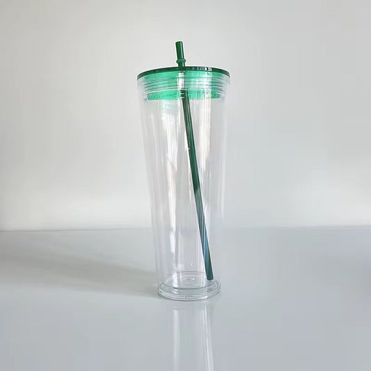 24oz Acrylic Tumbler GREEN JELLY lid/straw