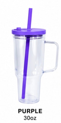 30oz Acrylic Tumbler purple lid