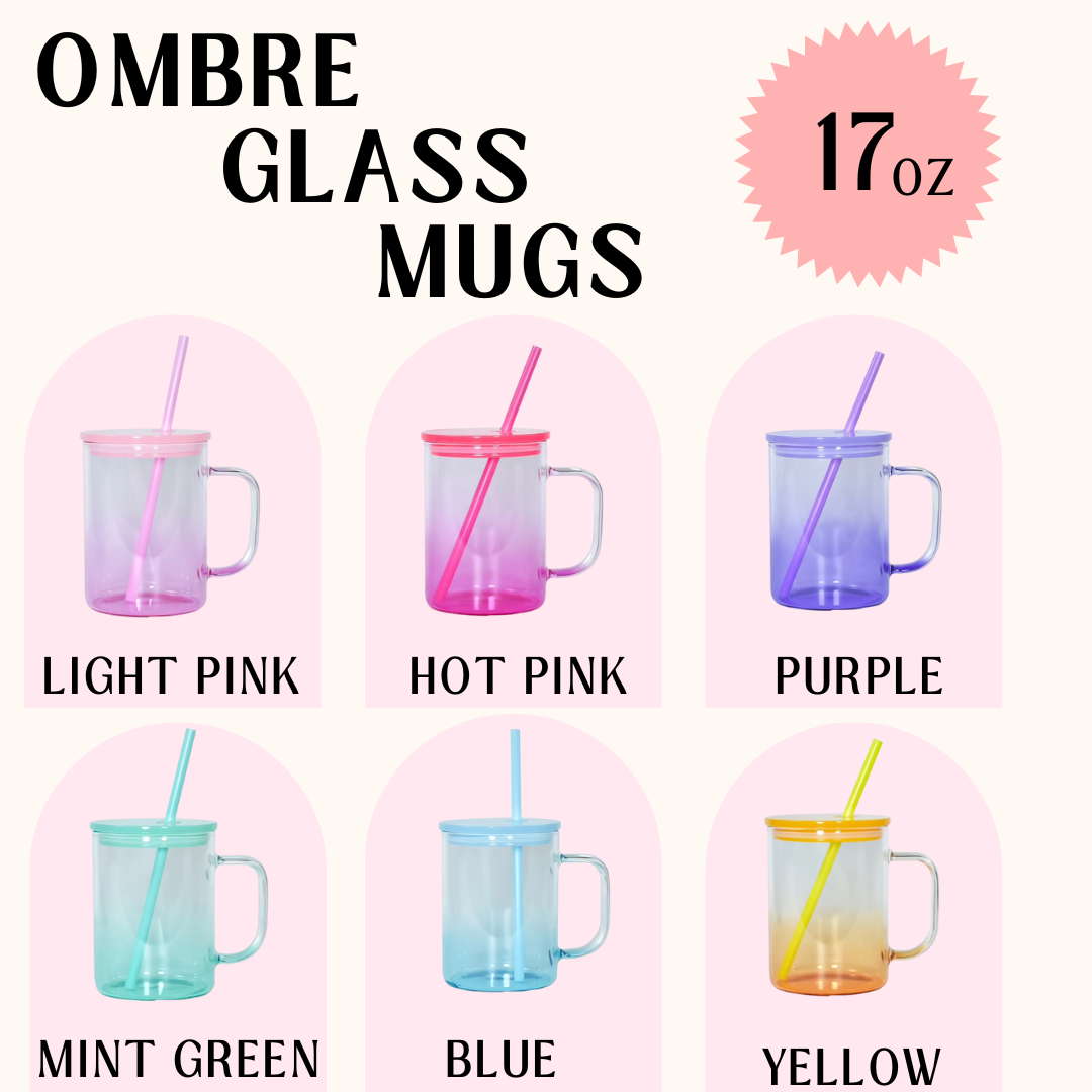 Ombré 17oz Glass Mugs