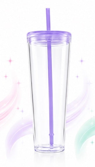 24oz Acrylic Tumbler PURPLE lid/straw