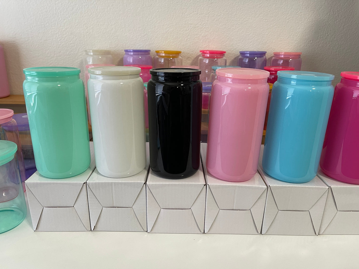 Solid Glossy 16oz Glass Cups