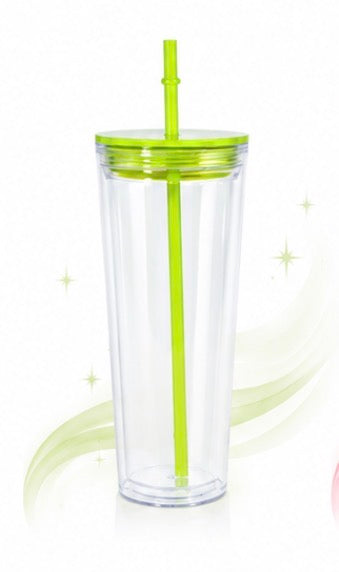 24oz Acrylic Tumbler LIME GREEN lid/straw