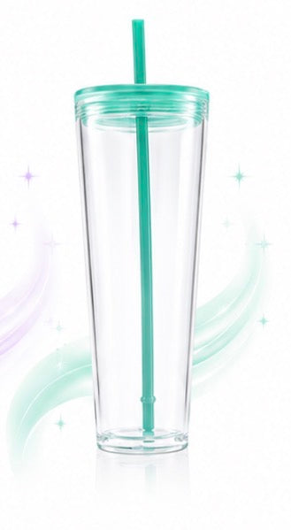 24oz Acrylic Tumbler TEAL lid/straw