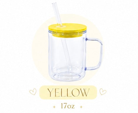 17oz Acrylic Mug yellow lid