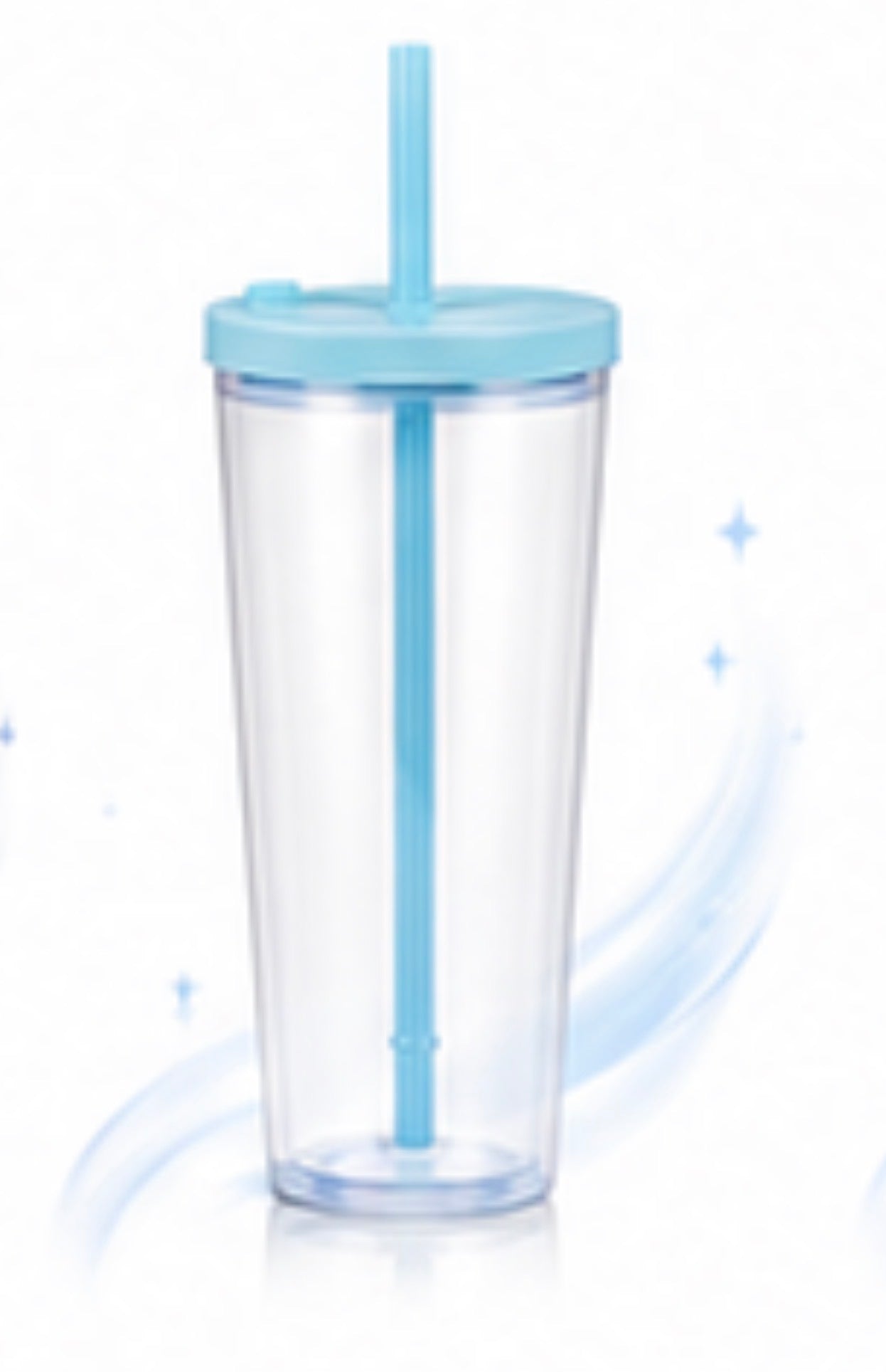 24oz Acrylic Tumbler LEAK PROOF BLUE lid/ BOBA straw