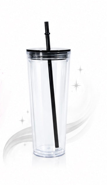 24oz Acrylic Tumbler BLACK lid/straw