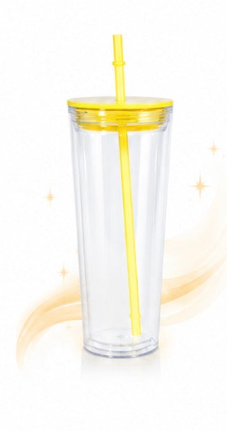 24oz Acrylic Tumbler YELLOW lid/straw