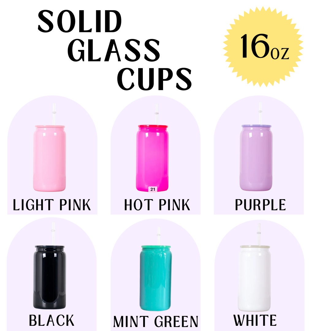 Solid Glossy 16oz Glass Cups