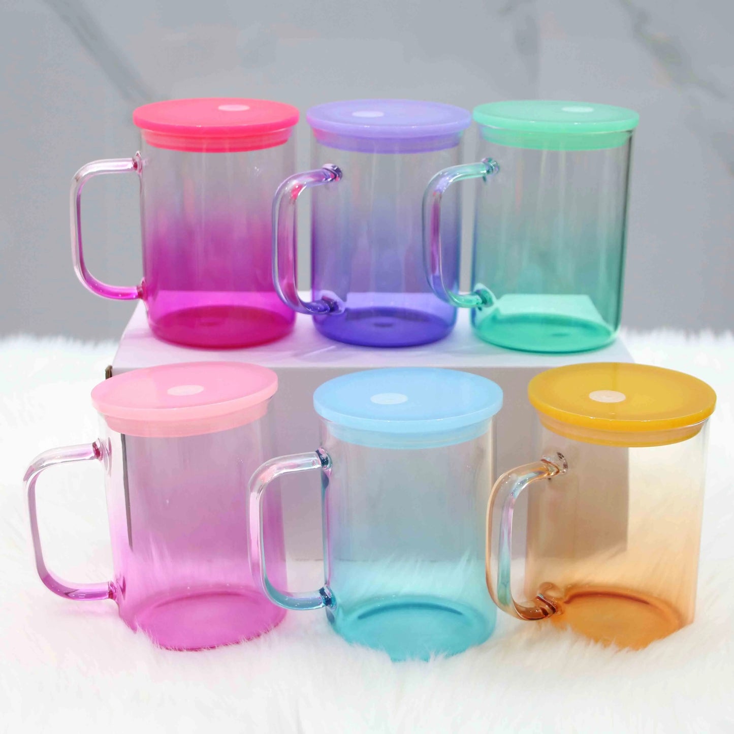 Ombré 17oz Glass Mugs