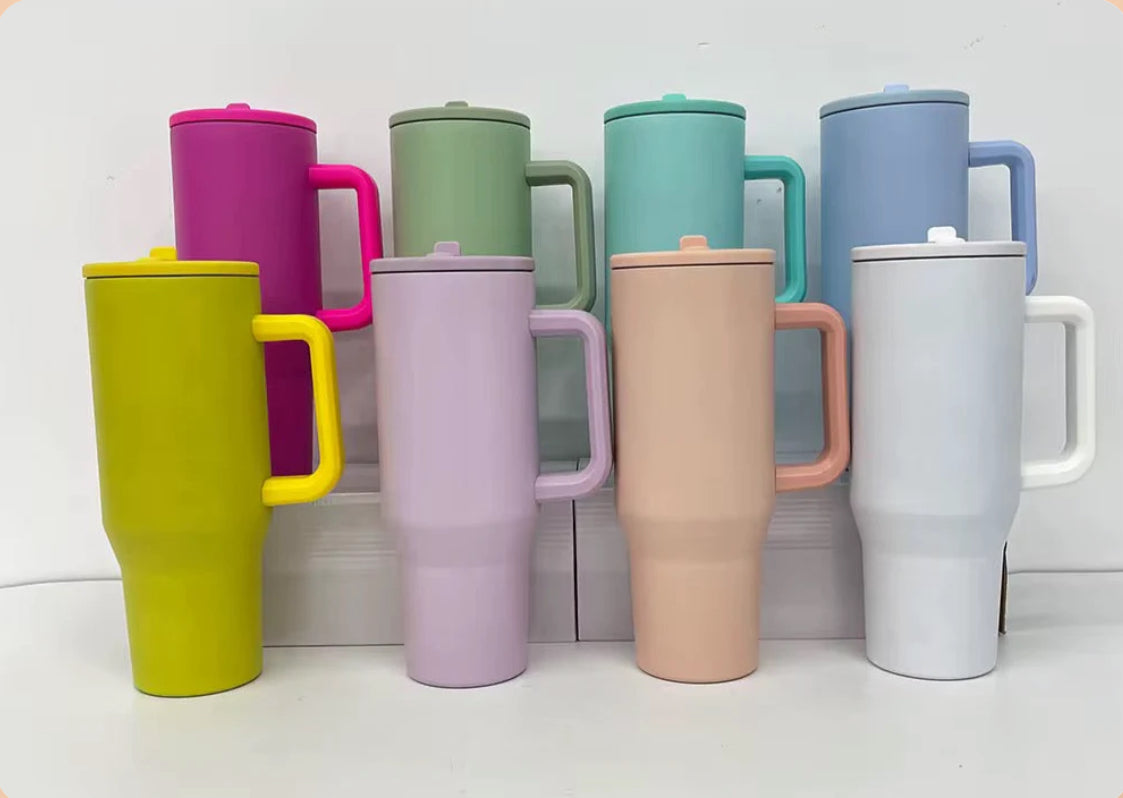 40oz Stainless Steel Matte Tumbler w/ Handle