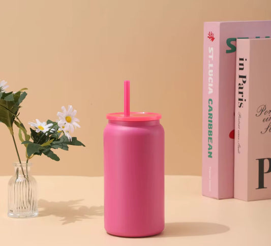 Hot Pink Matte 16oz Stainless Steel Cup