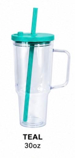 30oz Acrylic Tumbler teal green lid
