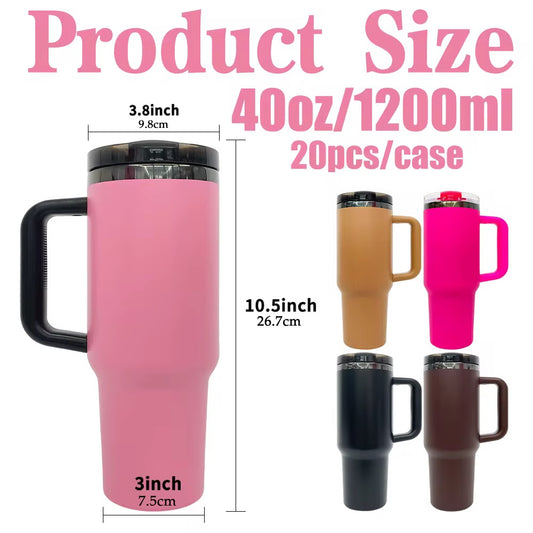 40oz Stainless Steel Matte Tumbler w/ Handle