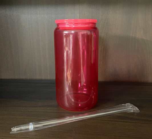 Final Sale Blank Hot Pink Jelly Glass *add wrap separately* 107
