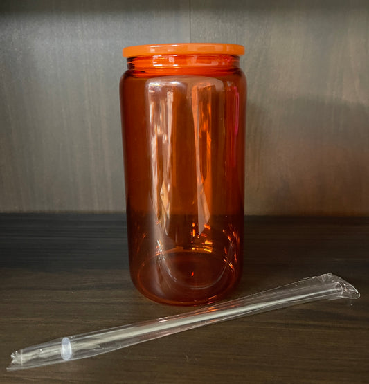 Final Sale Blank Orange Jelly Glass *add wrap separately* 105