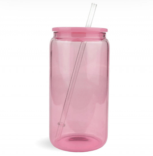 Light PInk 16oz Glass Cup