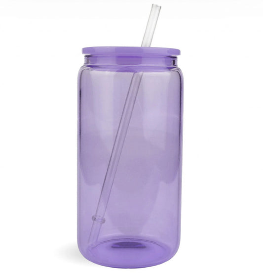Purple 16oz Glass Cup