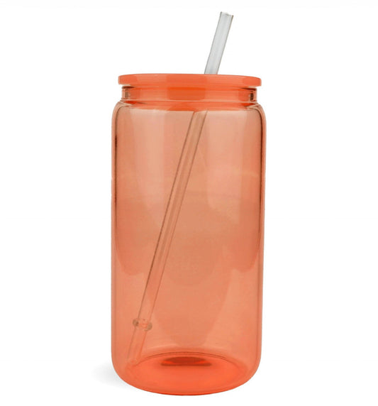 Orange 16oz Glass Cup