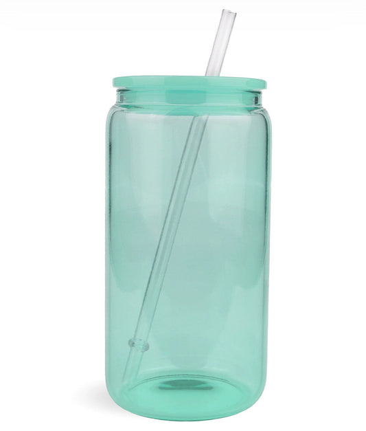 Mint Green 16oz Glass Cup