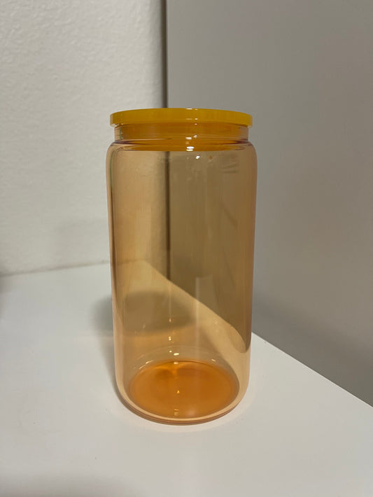 Yellow 16oz Glass Cup