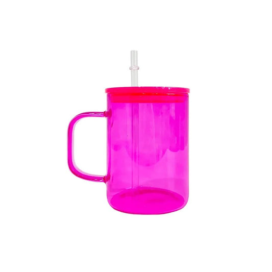 Hot Pink 17oz Glass Mug