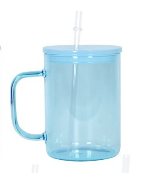 Blue 17oz Glass Mug