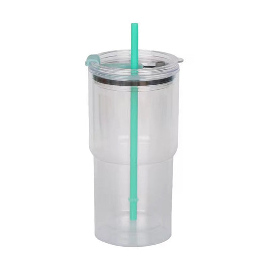 20oz Acrylic/Plastic Travel Snowglobe tiffany blue lid & straw